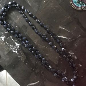 Black Bead Single Strand Long Necklace
